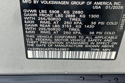 2026 Volkswagen Atlas 2.0T SE W/TECHNOLOGY