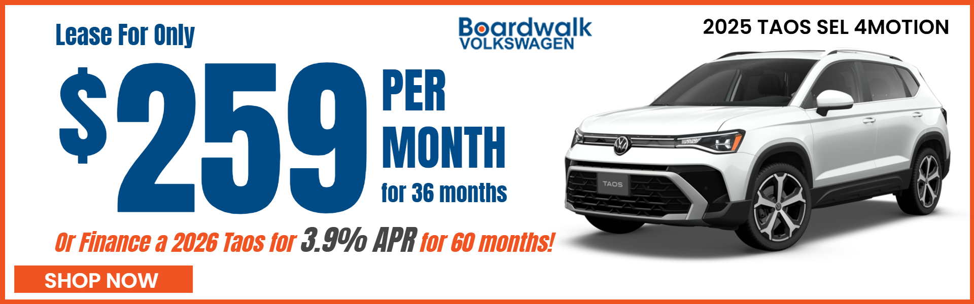 TAOS OFFER FROM BOARDWALK VOLKSWAGEN