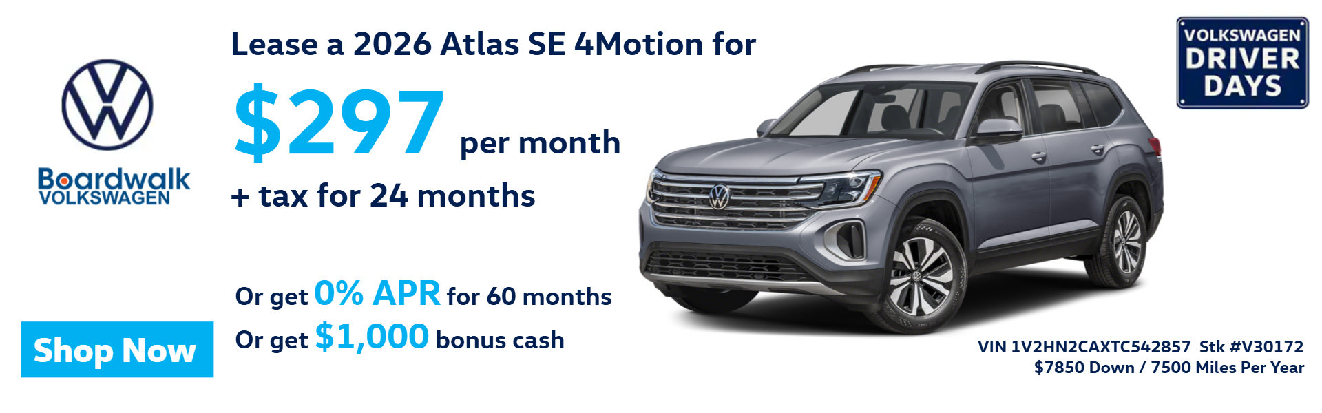 VW ATLAS OFFERS FROM BOARDWALK VOLKSWAGEN