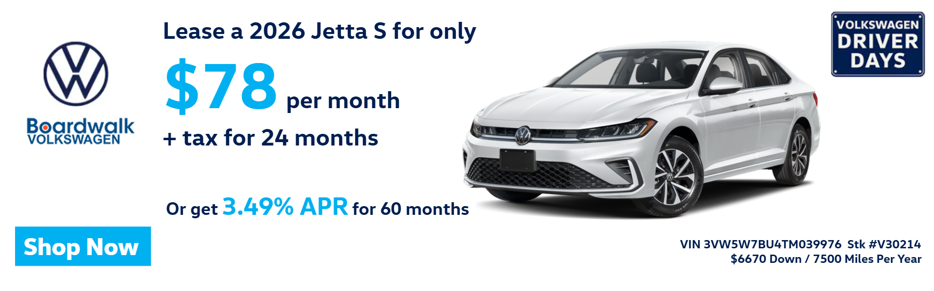 VW JETTA OFFERS FROM BOARDWALK VOLKSWAGEN