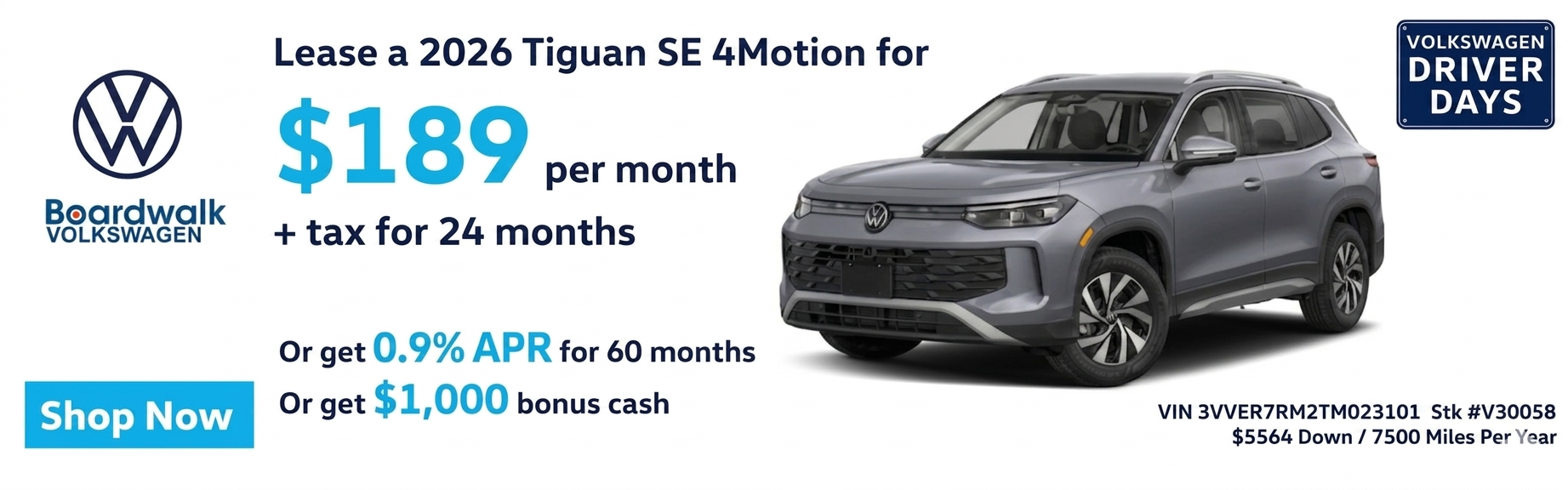 VW TIGUAN OFFERS FROM BOARDWALK VOLKSWAGEN