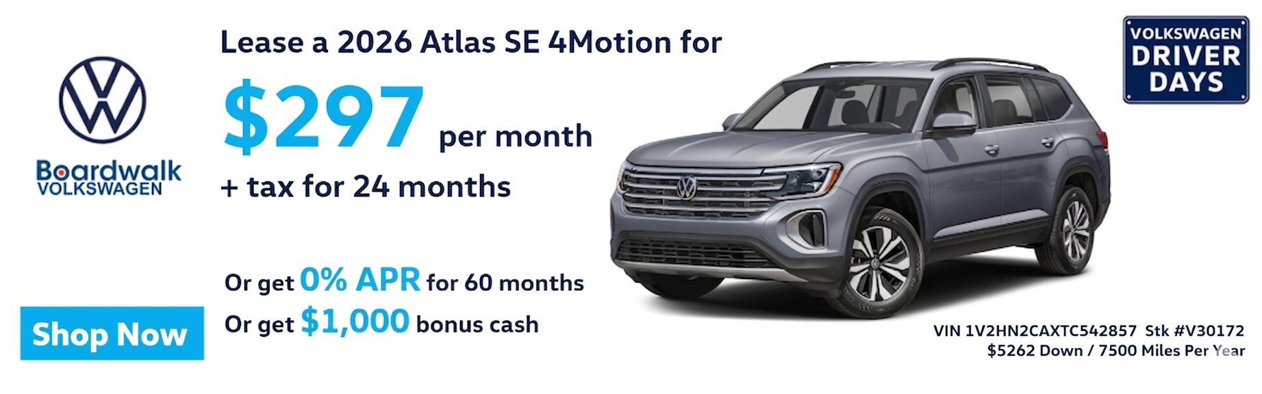 VW ATLAS OFFERS FROM BOARDWALK VOLKSWAGEN