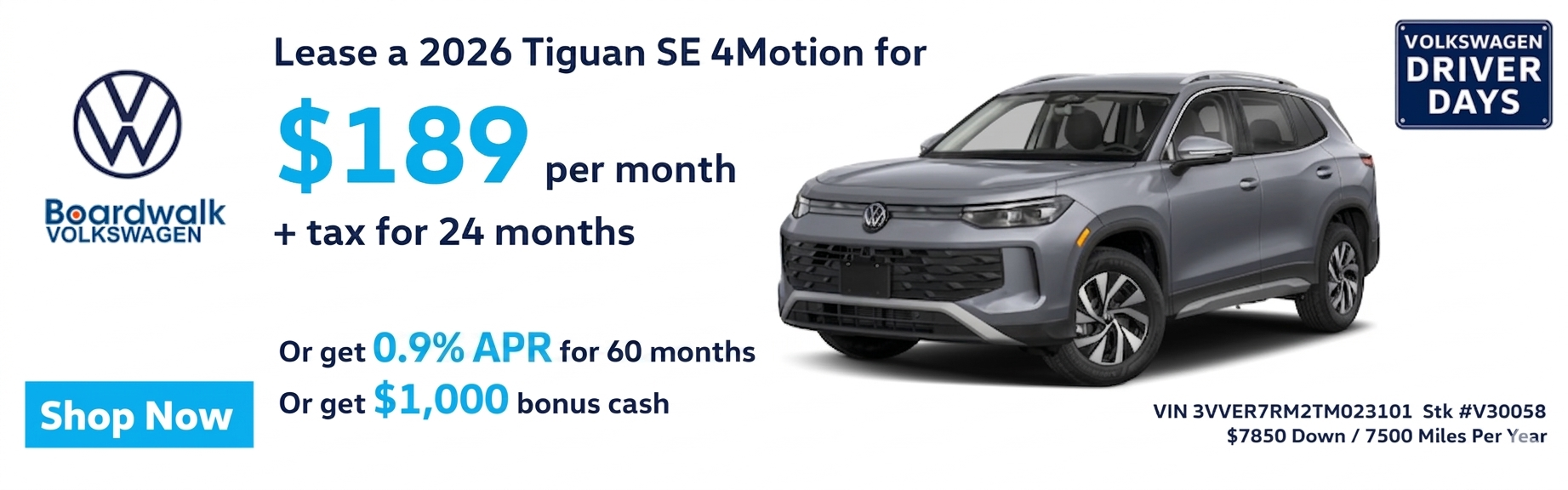 VW TIGUAN OFFERS FROM BOARDWALK VOLKSWAGEN
