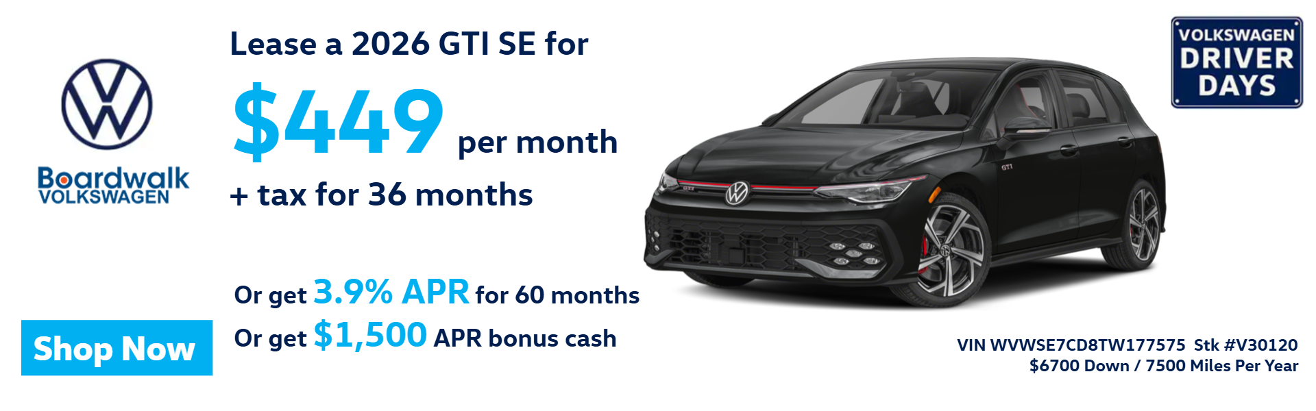 VW GTI OFFERS FROM BOARDWALK VOLKSWAGEN