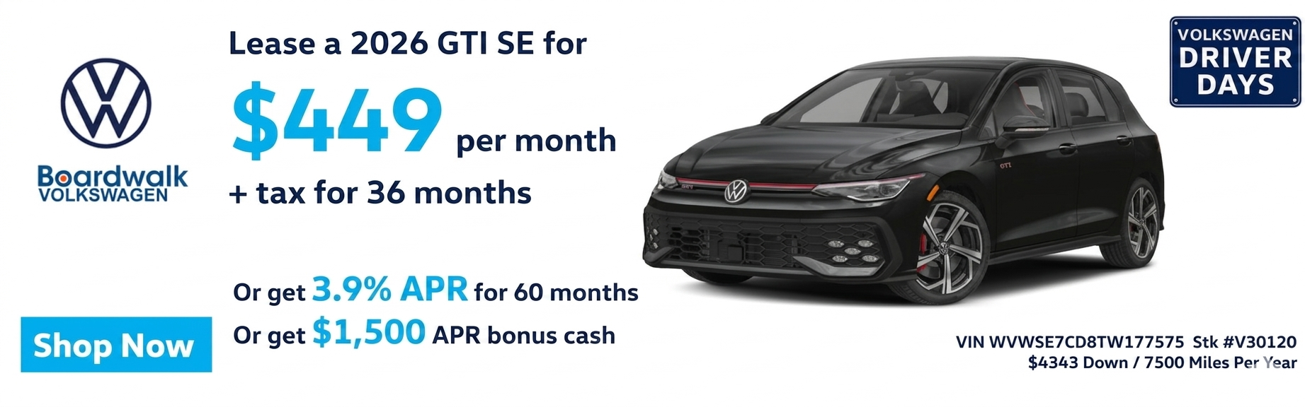 VW GTI OFFERS FROM BOARDWALK VOLKSWAGEN